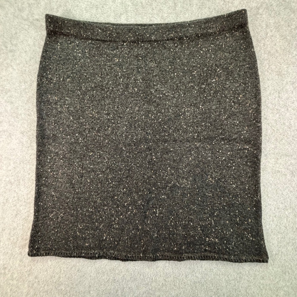 J.Jill Skirt Womens Medium Gray Speckled‎ Knit Cotton Blend Mini Elastic Waist